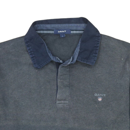 GANT Men's Blue Collared Henley Sweatshirt Size L