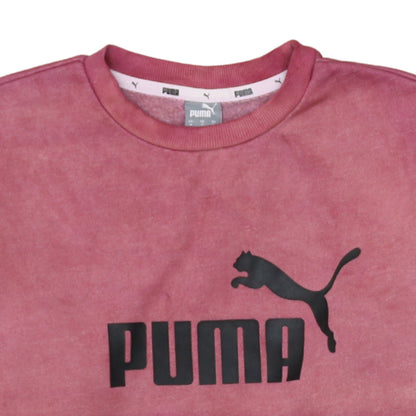 Puma Men’s Pink Logo Sweatshirt S Regular Fit Pullover Crew Neck