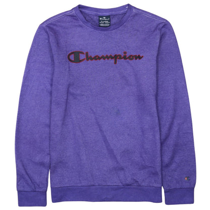 Champion Boys Purple Logo Sweatshirt Size 13-14 Years Crew Neck Fleece