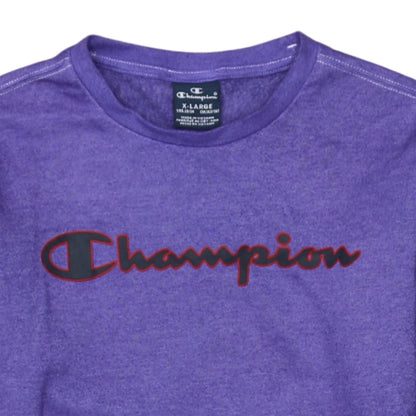 Champion Boys Purple Logo Sweatshirt Size 13-14 Years Crew Neck Fleece