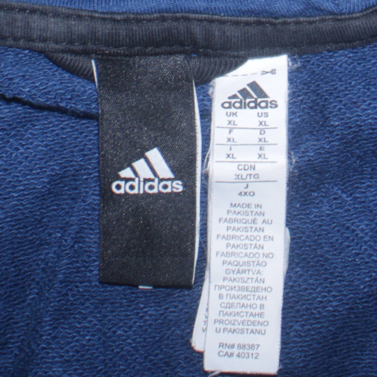 Adidas Men's Blue XL Full Zip Hoodie Sweatshirt Sportswear