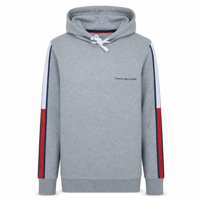 Tommy Hilfiger Men Grey M Pullover Hoodie with Logo Stripes