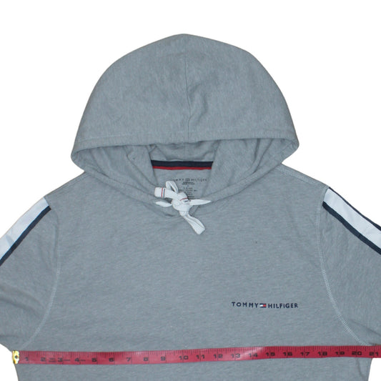 Tommy Hilfiger Men Grey M Pullover Hoodie with Logo Stripes