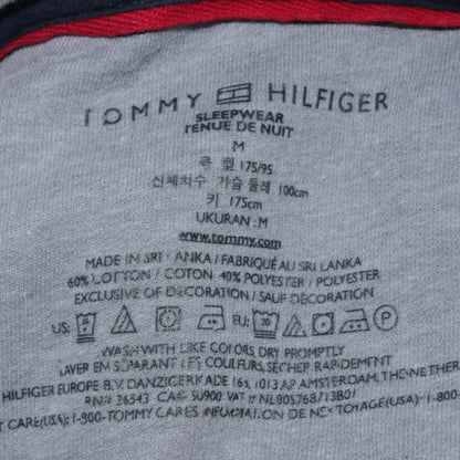 Tommy Hilfiger Men Grey M Pullover Hoodie with Logo Stripes