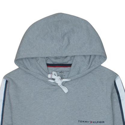 Tommy Hilfiger Men Grey M Pullover Hoodie with Logo Stripes