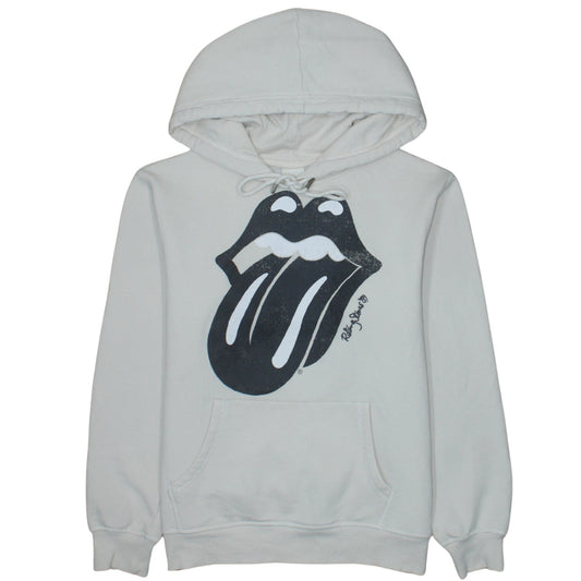 H&M Women White Rolling Stones Hoodie Size S Pullover Graphic Print