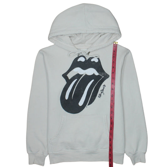 H&M Women White Rolling Stones Hoodie Size S Pullover Graphic Print