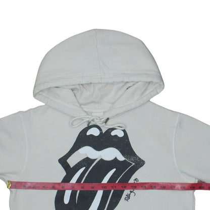 H&M Women White Rolling Stones Hoodie Size S Pullover Graphic Print