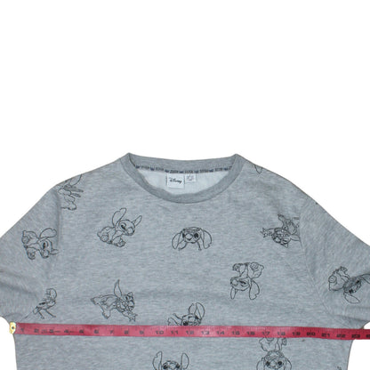 Disney Primark Women Grey Stitch Sweatshirt L Long Sleeve Pullover