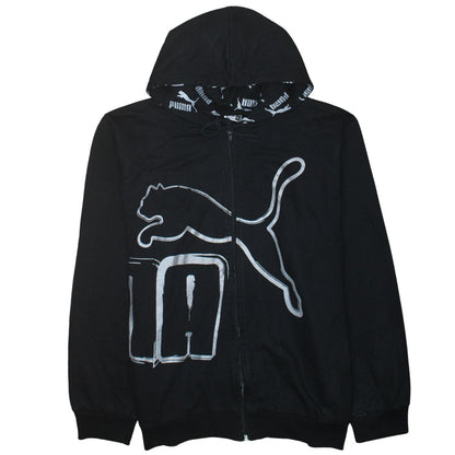 Puma Men's Black Full Zip Hoodie L Sports Graphic Sweatshirt