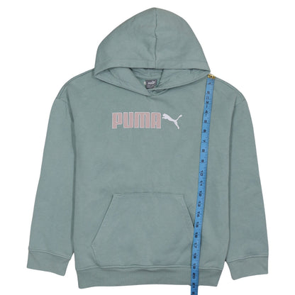 Puma Girls Green Pullover Hoodie 13-14 Years Logo Fleece Sweatshirt