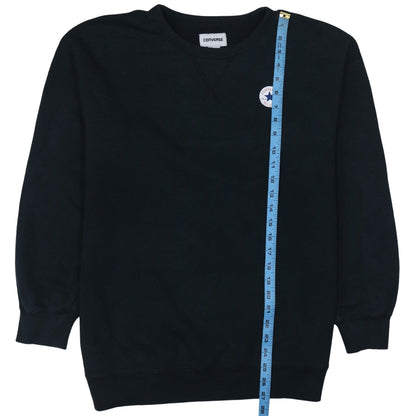 Converse Men's Black L Pullover Sweatshirt Logo Crew Neck