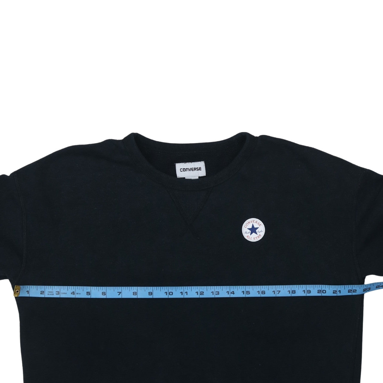 Converse Men's Black L Pullover Sweatshirt Logo Crew Neck