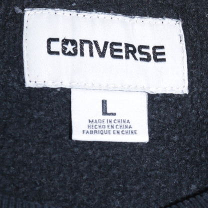 Converse Men's Black L Pullover Sweatshirt Logo Crew Neck
