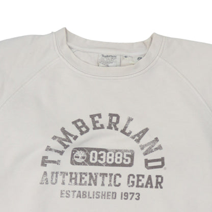 Timberland Men's Ivory Pullover Sweatshirt Size L Graphic Logo