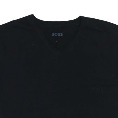 BOSS Men's Black V-Neck Cotton T-Shirt Size L Regular Fit