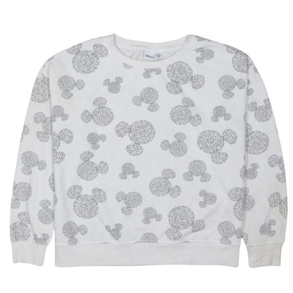 Disney Primark Womens White Mickey Mouse Print Pullover Sweatshirt Size M