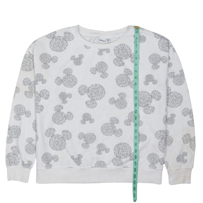 Disney Primark Womens White Mickey Mouse Print Pullover Sweatshirt Size M