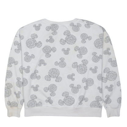 Disney Primark Womens White Mickey Mouse Print Pullover Sweatshirt Size M