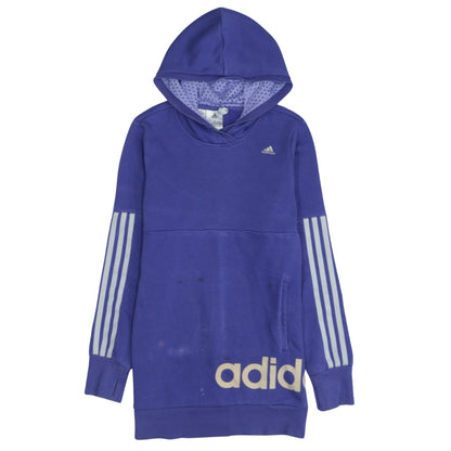 adidas Girls Purple Hooded Pullover Sweatshirt 13-14 Years Logo Sportswear