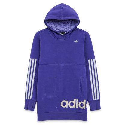 Front view of adidas girls’ purple hooded pullover sweatshirt 13-14 years logo sportswear
