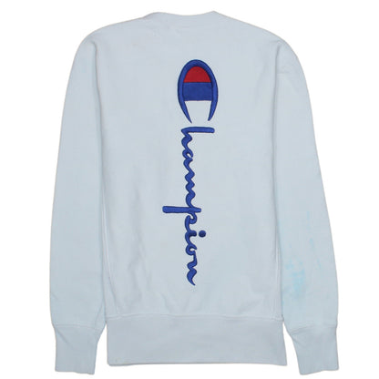 Champion Men's White Small Reverse Weave Pullover Sweatshirt