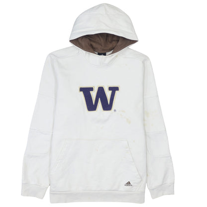Adidas Men's White L Pullover Fleece Hoodie with Embroidered Logo