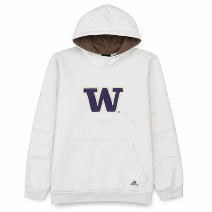 Adidas Men's White L Pullover Fleece Hoodie with Embroidered Logo