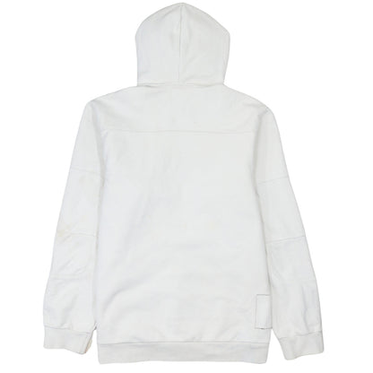 Adidas Men's White L Pullover Fleece Hoodie with Embroidered Logo