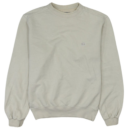 Champion Men's Beige Small Pullover Sweatshirt Crew Neck Embroidered Logo