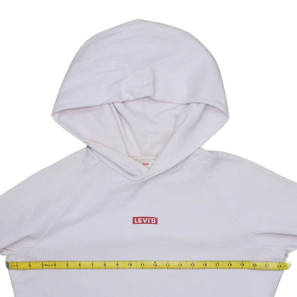 Levi's Women White Pullover Hoodie S Logo Print Casual Cotton Blend