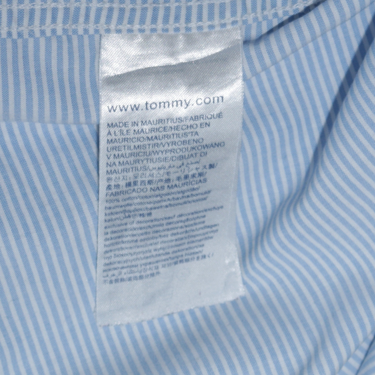 Tommy Hilfiger Men's Blue Striped 2XL Short Sleeve Button-Up Shirt