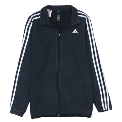 Adidas Boys Black Track Jacket 13-14Y Full Zip Fleece Activewear