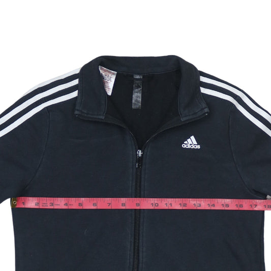 Adidas Boys Black Track Jacket 13-14Y Full Zip Fleece Activewear