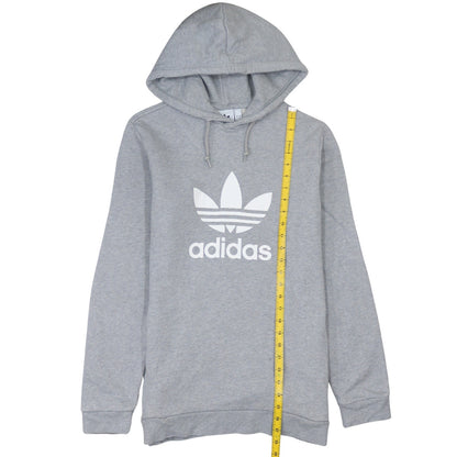 adidas Mens Grey Pullover Hoodie S Regular Fit Sports Logo Sweatshirt