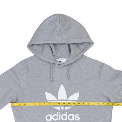 adidas Mens Grey Pullover Hoodie S Regular Fit Sports Logo Sweatshirt