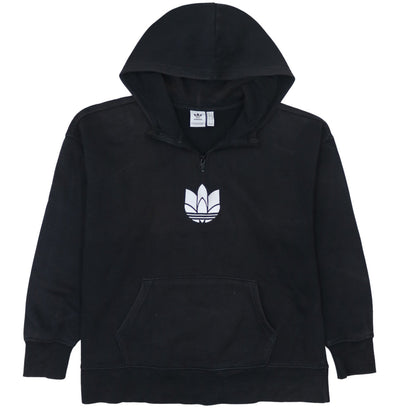 Adidas Women's Black 1/2 Zip Hooded Sweatshirt UK 12