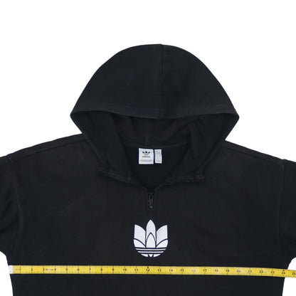 Adidas Women's Black 1/2 Zip Hooded Sweatshirt UK 12