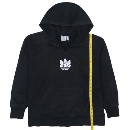 Adidas Women's Black 1/2 Zip Hooded Sweatshirt UK 12