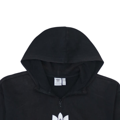 Adidas Women's Black 1/2 Zip Hooded Sweatshirt UK 12