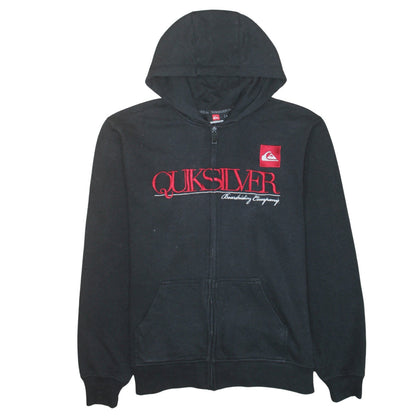 Quiksilver Men’s Black Full Zip Hoodie L Embroidered Surf Style
