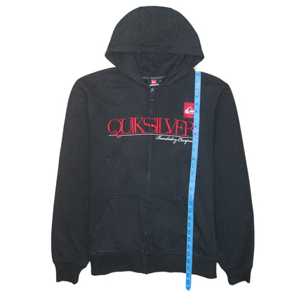 Quiksilver Men’s Black Full Zip Hoodie L Embroidered Surf Style