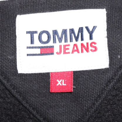 Tommy Jeans Mens Black XL Pullover Hoodie Classic Logo Sweatshirt