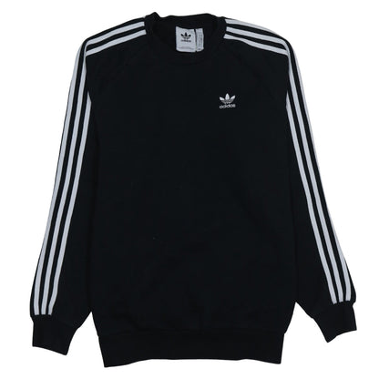 Adidas Men's Black Small Pullover Sweatshirt Crew Neck Logo Stripe