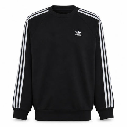 Adidas Men's Black Small Pullover Sweatshirt Crew Neck Logo Stripe