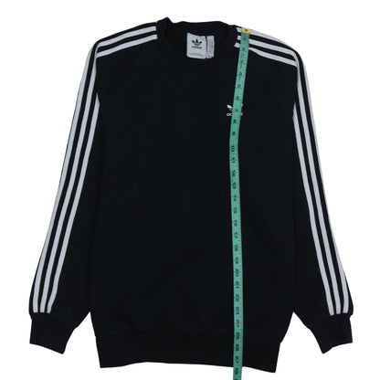 Adidas Men's Black Small Pullover Sweatshirt Crew Neck Logo Stripe