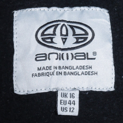 Animal Women Black Pullover Hoodie UK 16 Cotton Logo Print Casual
