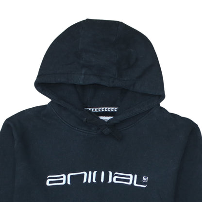 Animal Women Black Pullover Hoodie UK 16 Cotton Logo Print Casual