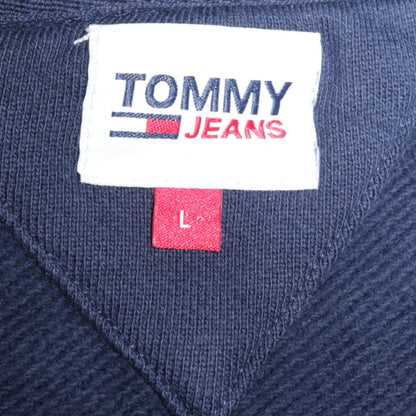 Tommy Jeans Women Navy Blue Large Pullover Hoodie Cotton Casual