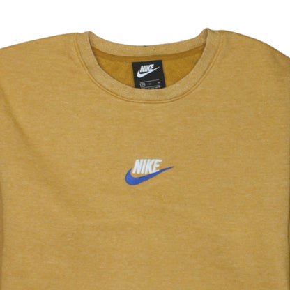 Nike Womens Mustard Yellow Pullover Sweatshirt Size M Crew Neck
